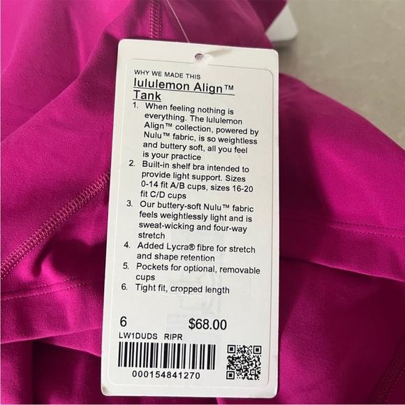 Lululemon NWT Align Tank Top Ripened Raspberry - Picture 4 of 7